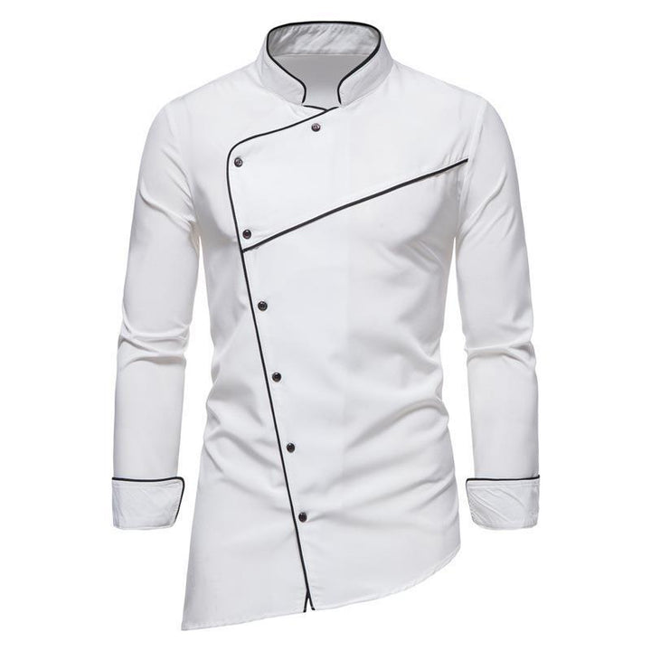 Professionelle Herren Kochjacke mit Kontrastdetails, ideale Arbeitskleidung für Köche in der modernen Gastronomieküche.