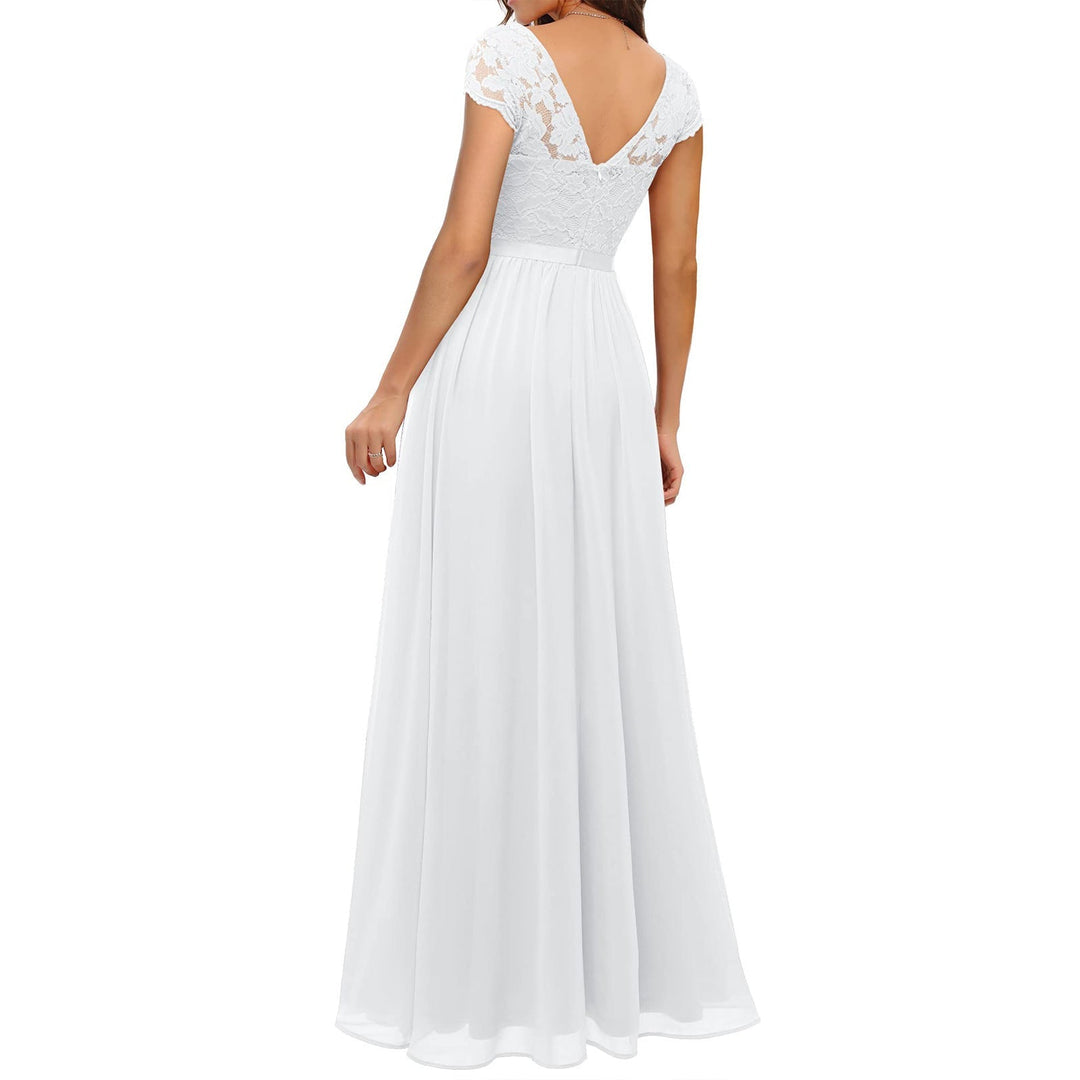 Feminines Damen Spitzenkleid mit V-Ausschnitt, elegant und sommerlich, ein Must-have für besondere Anlässe.