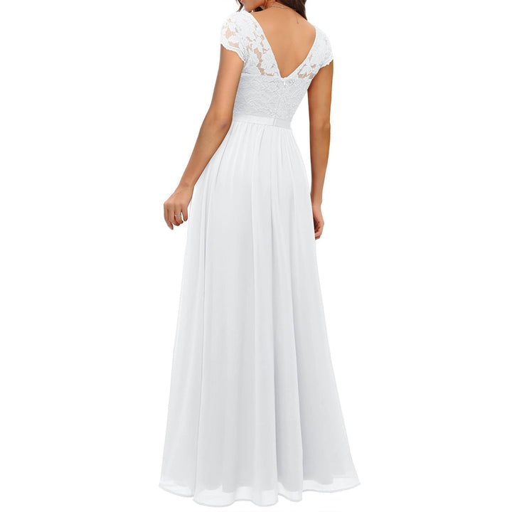 Feminines Damen Spitzenkleid mit V-Ausschnitt, elegant und sommerlich, ein Must-have für besondere Anlässe.