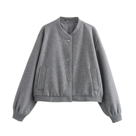 Lässige Damen Bomberjacke, stilvolle Oberbekleidung für Frühling und Herbst, eine moderne modische Jacke.