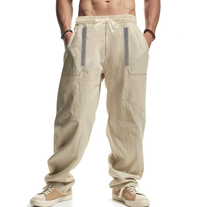 Moderne Herren Cargo-Hose aus leichtem, atmungsaktivem Stoff in Schwarz, perfekt für Frühling und Sommer.