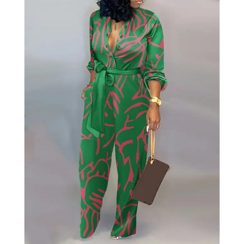 Trendiger Damen Jumpsuit mit stilvollem Patchwork-Design, perfekt für modische Outfits.