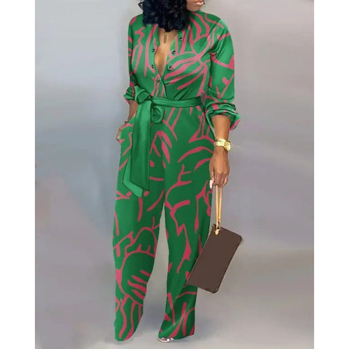 Trendiger Damen Jumpsuit mit stilvollem Patchwork-Design, perfekt für modische Outfits.