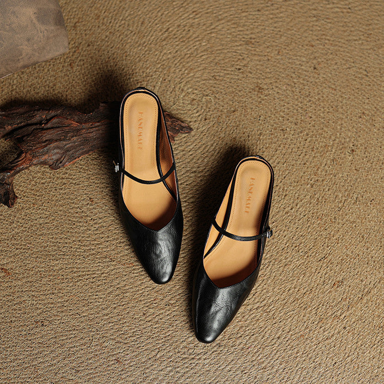 Leichtgewichtige kastanienbraune Mules, bequeme Sommer Schuhe für Damen, elegant.