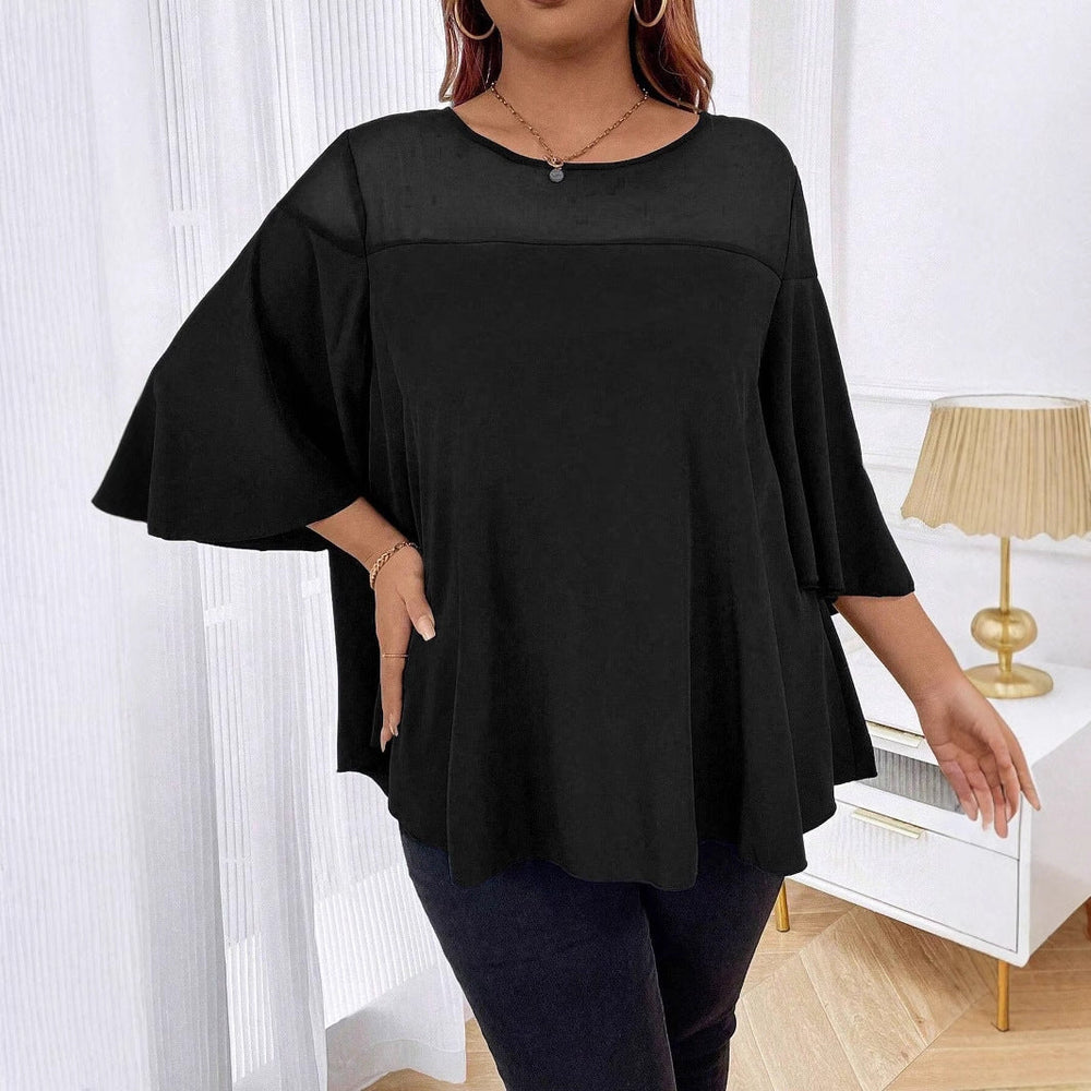 Komfortables weites Damen Tunika Top, transparentes Design, ideal für den Sommer oder als stilvolles Büro-Outfit.