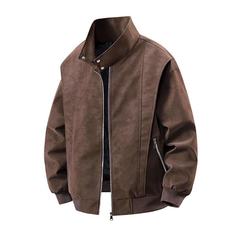 Schwarze Herren Bikerjacke aus robuster Lederoptik. Stilvolle Freizeitjacke für Alltag & Streetwear.