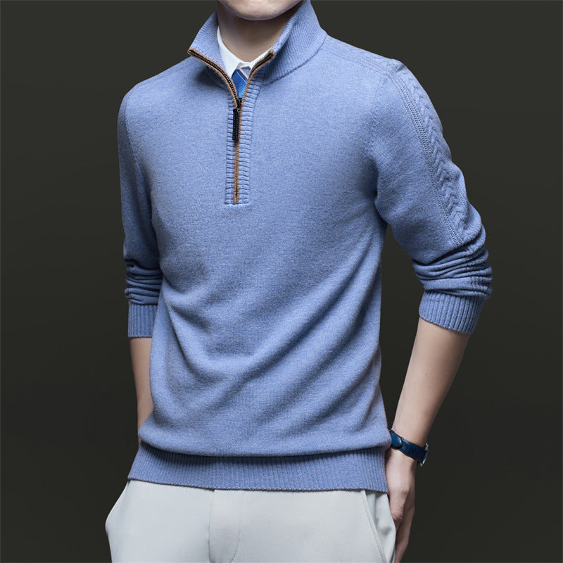Hochwertiger Herren Pullover mit Stehkragen & Reißverschluss, angenehm zu tragen, ideal für Freizeit & Büro.