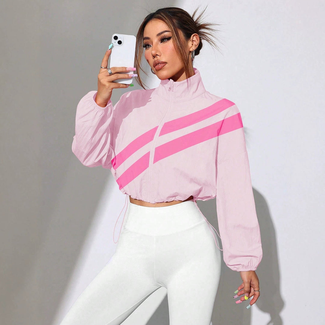Windabweisende Damen Cropped Windbreaker-Jacke für Sport & Freizeit. Modische Übergangsjacke.