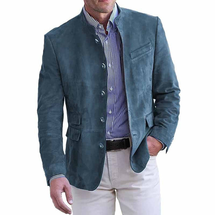 Himmelblaue Herren Übergangsjacke, perfekt für Business Casual und elegante Freizeitlooks. Stilvolle Männerbekleidung.