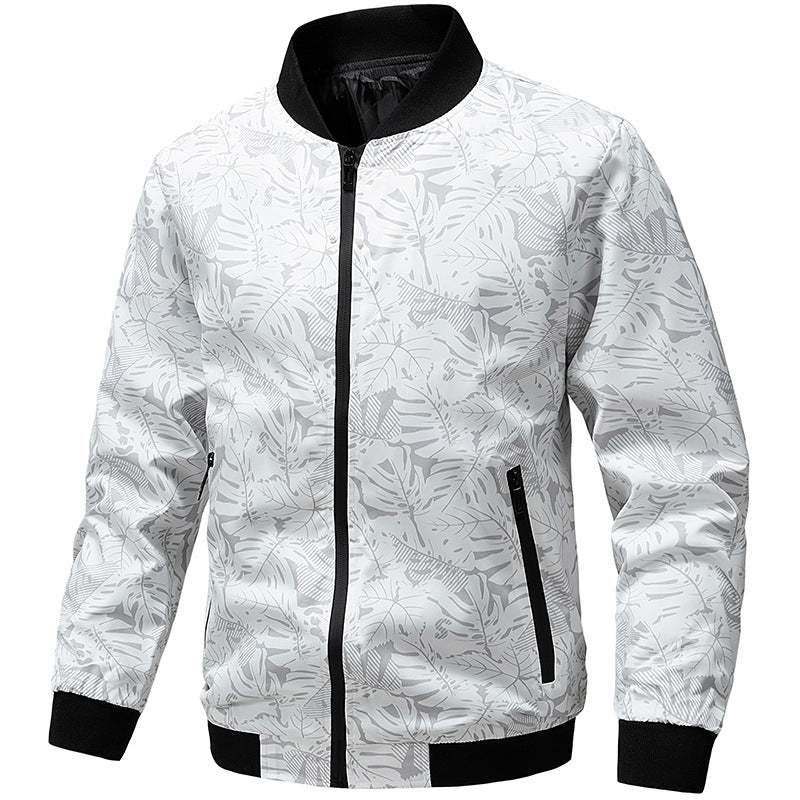 Komfortable Herren Sportjacke im Bomber-Stil, atmungsaktiv, mit floralem Print für aktive Männer.