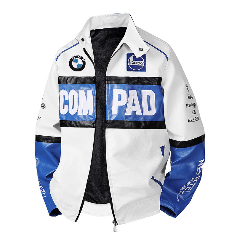 Bequeme schwarze Herren Bikerjacke, taillierte Sportjacke für Männer, ideale Übergangsjacke mit coolem Motorrad-Flair.