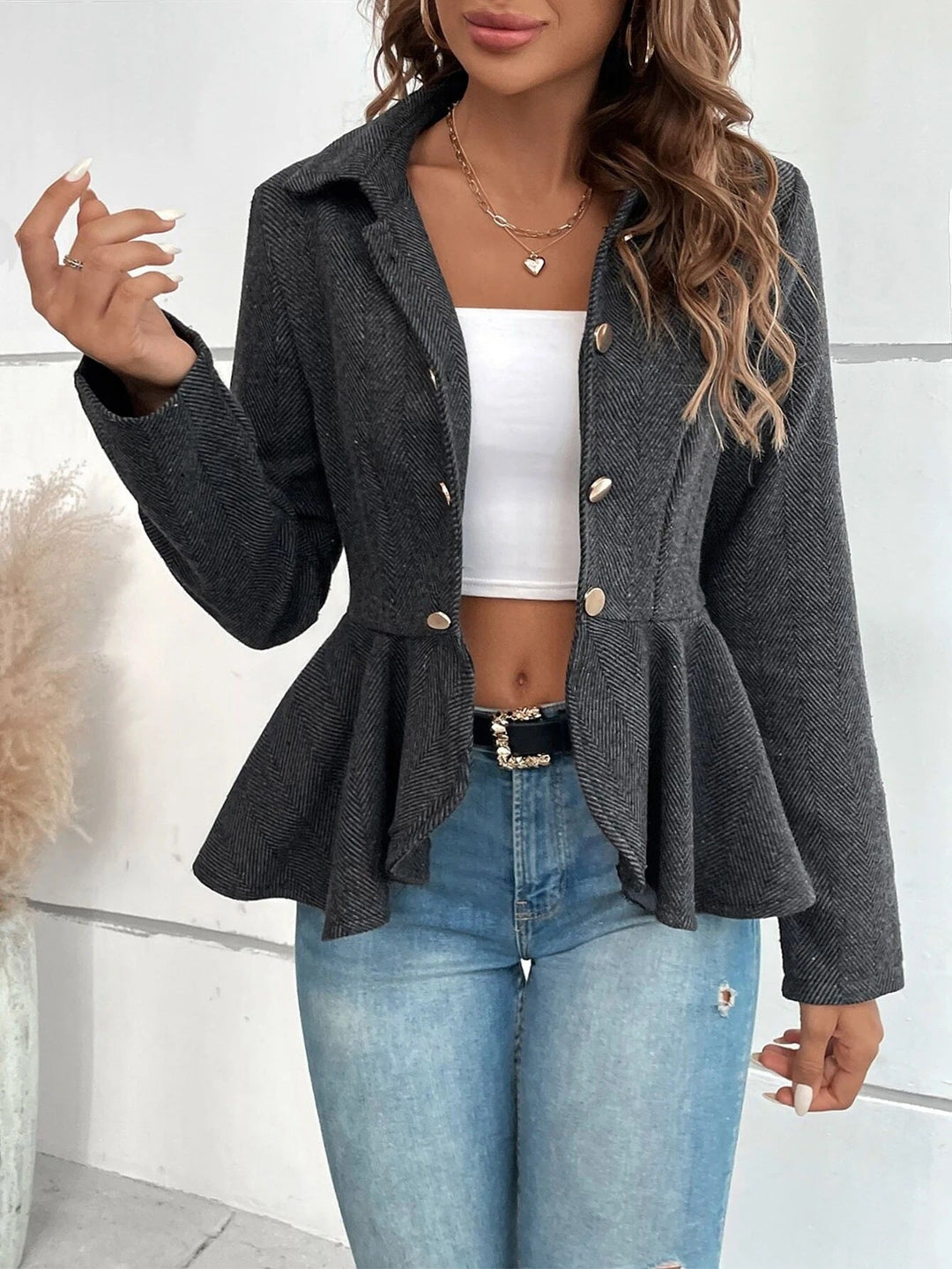 Damen Fischgräten Blazer, elegante Jacke, vielseitig kombinierbar für jeden Anlass.
