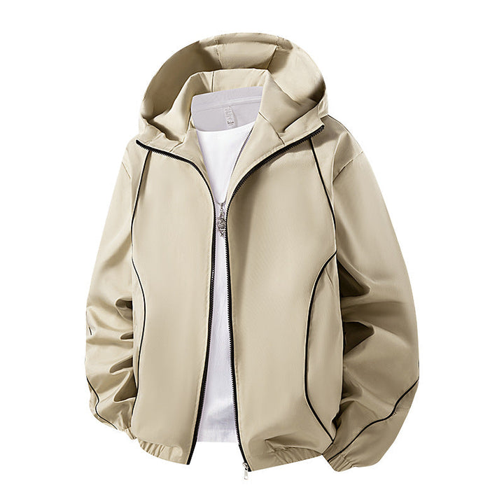 Bequeme Herren-Kapuzenjacke für Outdoor & Alltag. Leichte Übergangsjacke mit Reißverschluss.