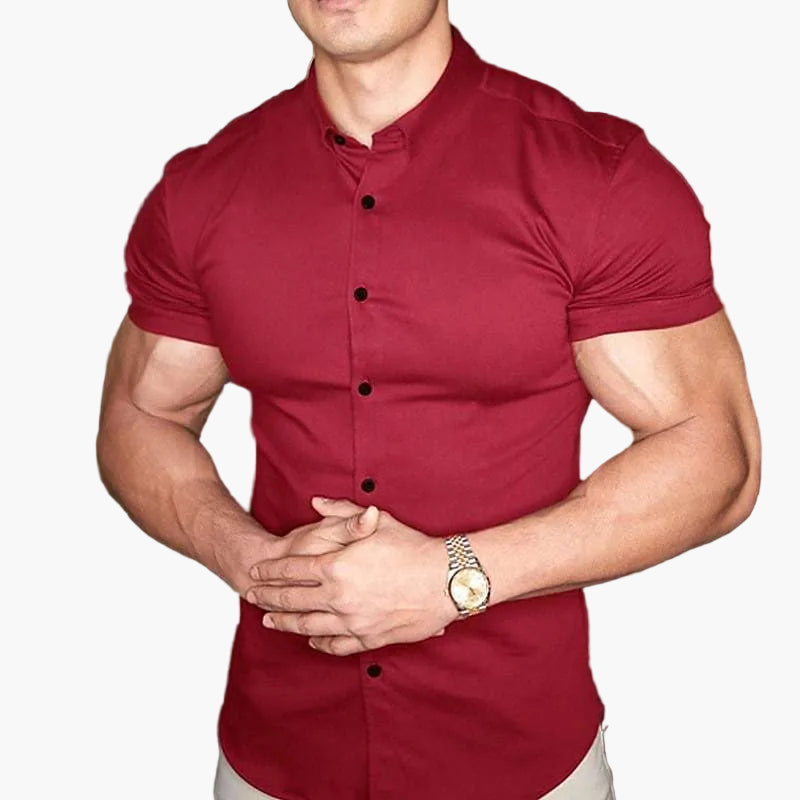 Herren Kurzarmhemd Slim-Fit. Elegant, vielseitig für Business und Freizeit. Perfektes Sommer-Oberteil für moderne Männer.