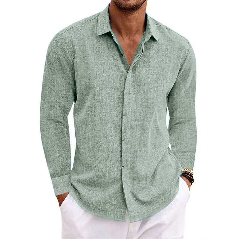 Bequemes Herren Langarmhemd mit elegantem Kentkragen. Modernes Basic für stilvolle Outfits und Komfort.
