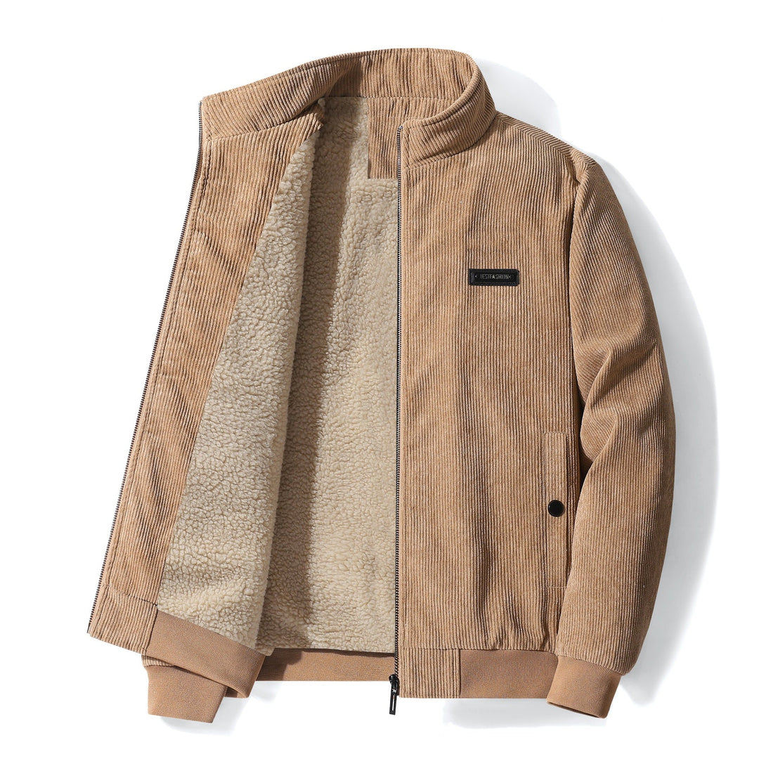 Robuste Herren Freizeitjacke: Fleece mit Cord-Look, warm, stilvoll und wetterfest für Outdoor.