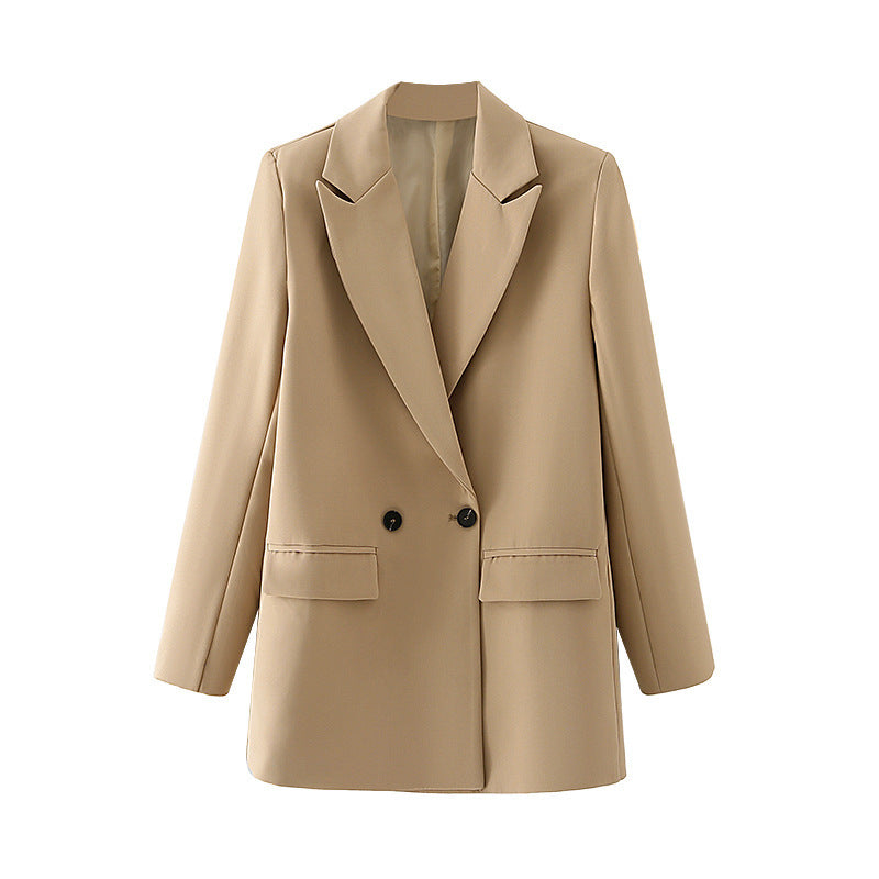 Stilvolle Outerwear: Damen Oversize Doppelreiher Blazer, perfekt für moderne Herbst-Looks und den Alltag.