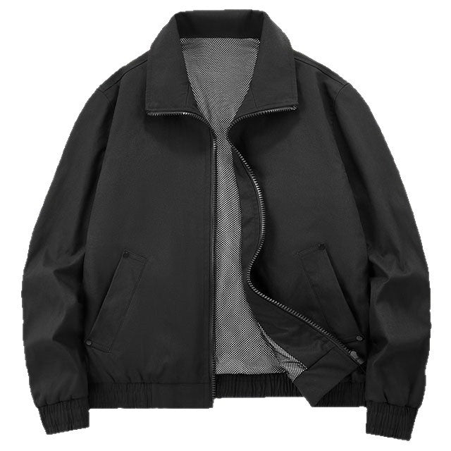 Vielseitige leichte Herrenjacke mit Stehkragen, perfekt als stylische Übergangsjacke für Frühling und Herbstmode.