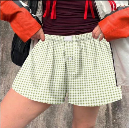 Bequeme Damen Boxershorts mit klassischem Karomuster, ideal für Freizeit & Loungewear.