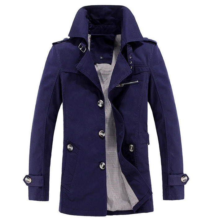 Robuste lange Herren-Funktionsjacke, wasserdicht und winddicht, perfekt für Wanderungen und Outdoor.