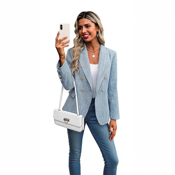 Elegante doppellagige Damen-Blazerjacke, vielseitig für Business, Freizeit & stilvolle Anlässe im Frühling & Herbst.