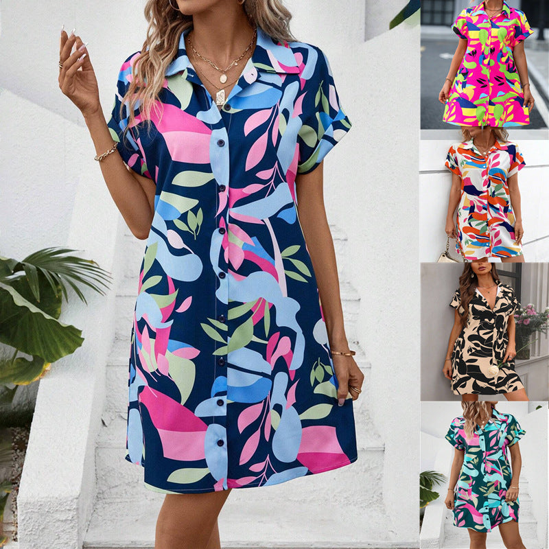 Damen Hemdblusenkleid mit floralem Print, lockerem Schnitt & Reverskragen. Perfektes Sommerkleid.