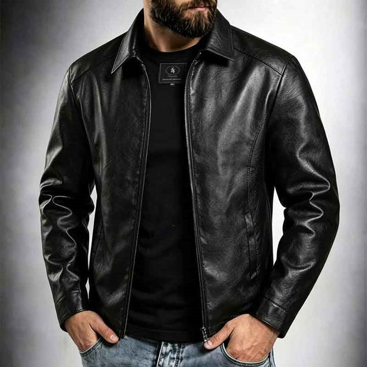 Vielseitige schwarze Herren Alltagsjacke, elegant & komfortabel, als stilvolle Übergangsjacke nutzbar.