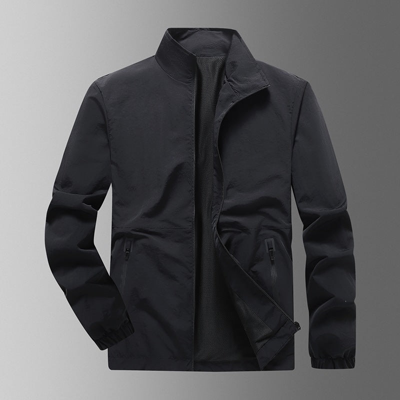 Lässige Herren Freizeitjacke mit hohem Kragen, bequeme leichte Windjacke für Outdoor, Sport & Alltag.