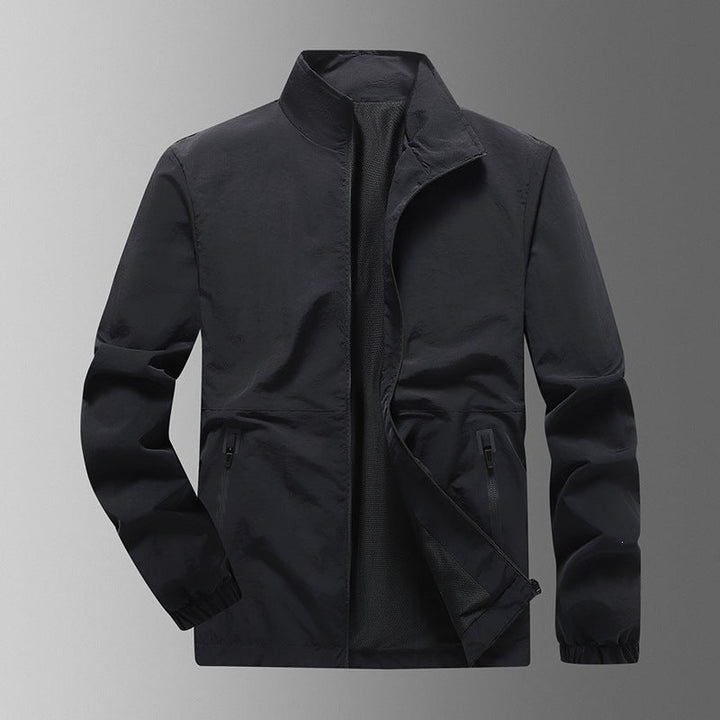 Lässige Herren Freizeitjacke mit hohem Kragen, bequeme leichte Windjacke für Outdoor, Sport & Alltag.