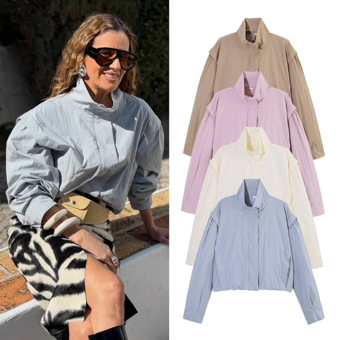 Modische, luftige Damen Kurzjacke für den Übergang. Perfekt für Frühling & Sommer, in eleganter Cropped-Passform.