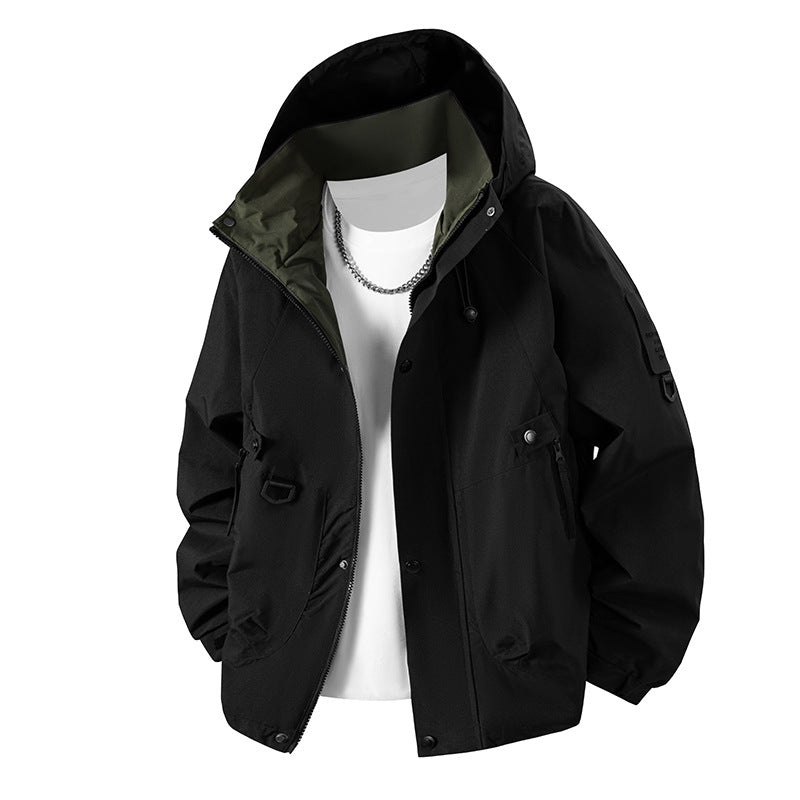 Robuste Wander-Regenjacke für Herren, hochsichtbar. Winddicht, wasserabweisend und atmungsaktiv für Outdoor.
