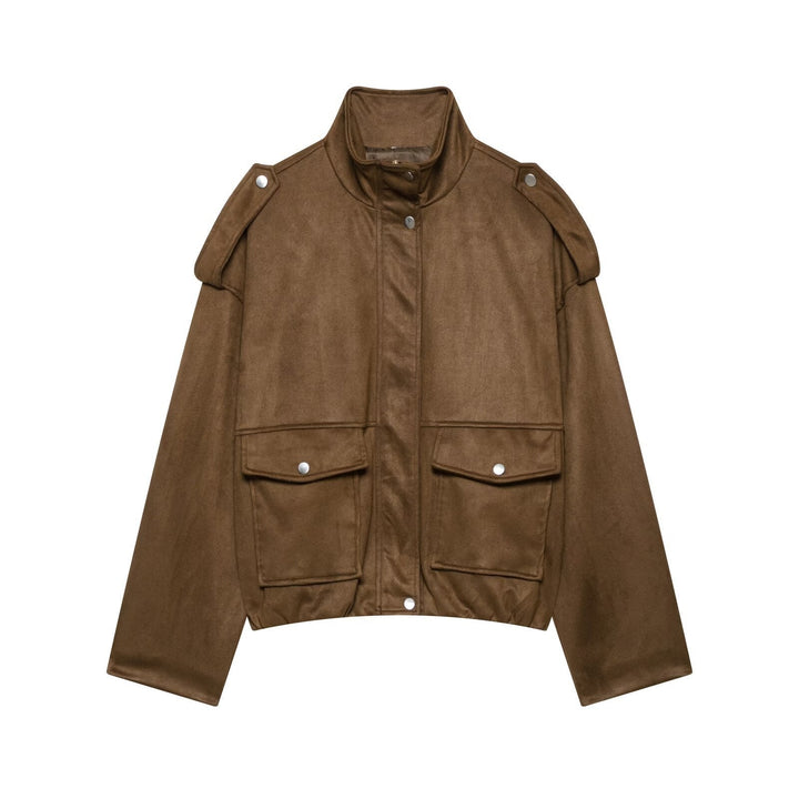 Kurzjacke für Damen mit geräumigen Taschen, vielseitig kombinierbar. Elegante und lässige Damenjacke.