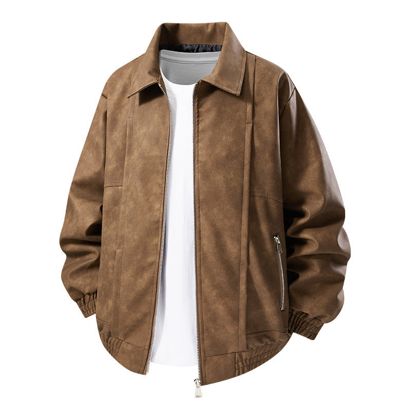 Herren Freizeitjacke, lässig-elegant in Schwarz, mit Reißverschluss und elastischen Bündchen für stilvollen Alltag.