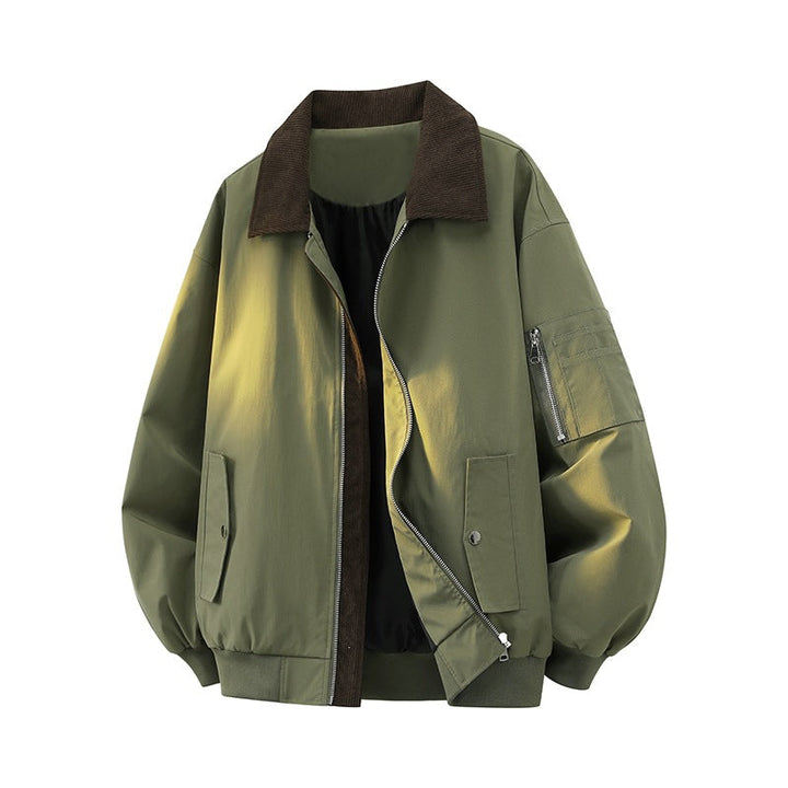 Moderne Freizeitjacke für Herren, navyblau, mit stilvollem Cordkragen und bequemer Passform.