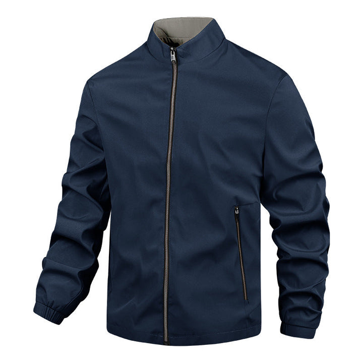 Schwarze Herren Leichte Übergangsjacke, winddicht & stilvoll. Hochkragen Windbreaker für Frühling & Herbst Freizeit.