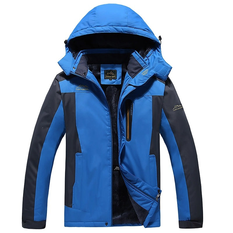 Schwarze wasserabweisende Herren Sportjacke mit Stehkragen, atmungsaktiv, perfekt für Outdoor-Sport.