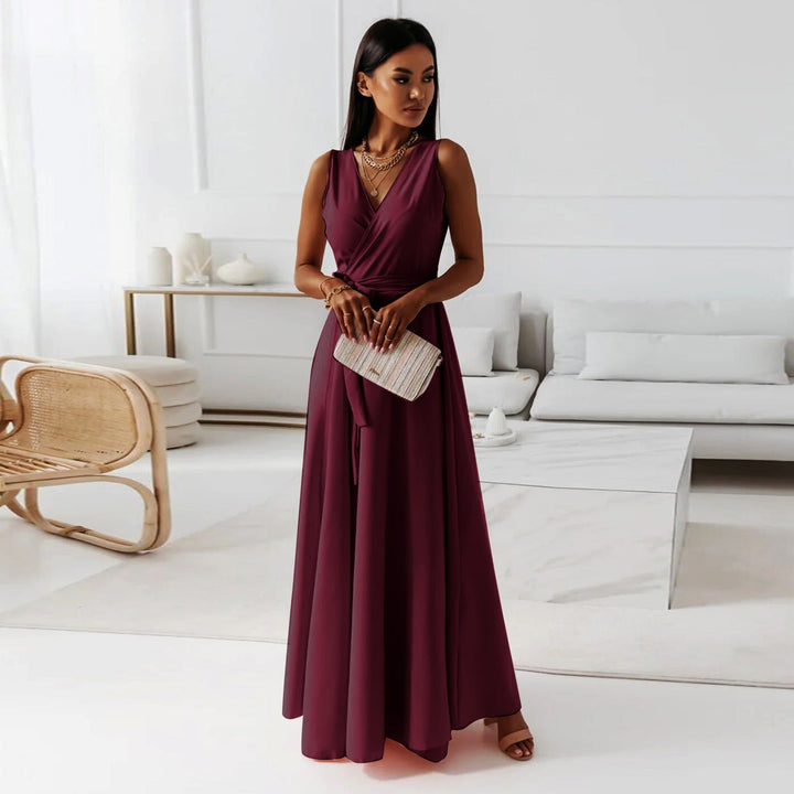 Figurbetontes Damen Wickelkleid, Maxikleid lang, perfekt als Hochzeitsgast-Outfit & festliche Abendkleidung.
