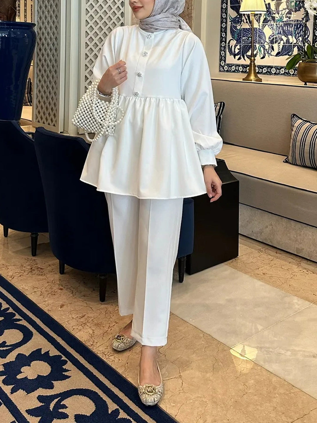 Stilvolles Damen Outfit: Elegantes Tunika Hosen-Set, bequem für Alltag, Büro & festliche Anlässe. Moderne Damenmode.