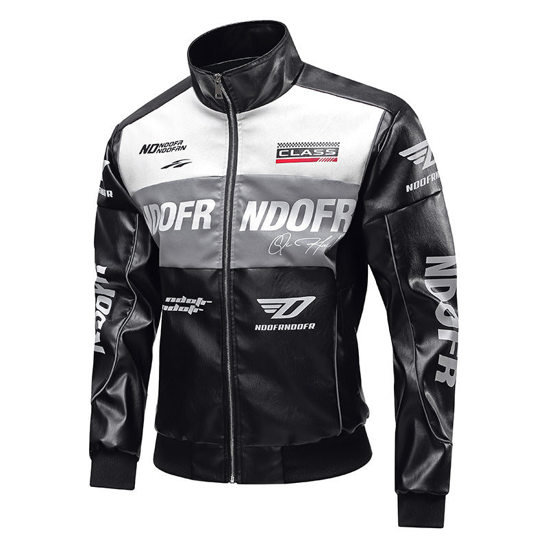 Sportliche schwarze Herren Bikerjacke mit dynamischem Stil, ideal als Motorrad- oder Übergangsjacke für Männer.
