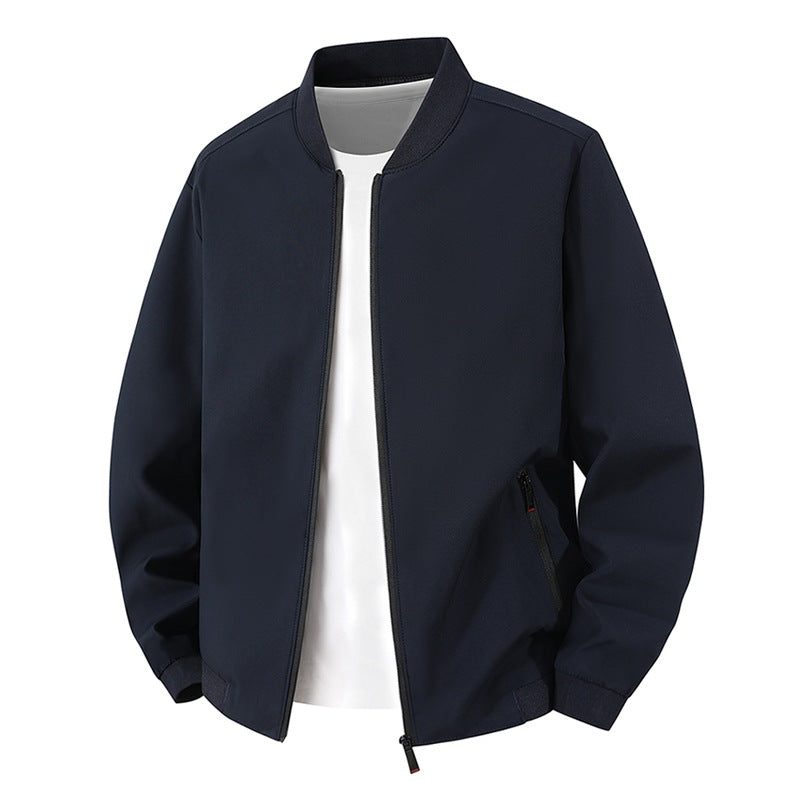 Herren leichte Bikerjacke mit Stehkragen, stilvoll für Alltag & Freizeit.