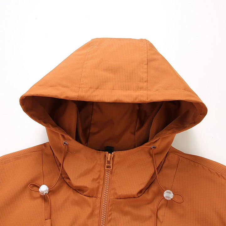 Stylische Khaki Herren Windbreaker-Jacke, leicht & wasserabweisend, perfekt für urbane Abenteuer & Outdoor.