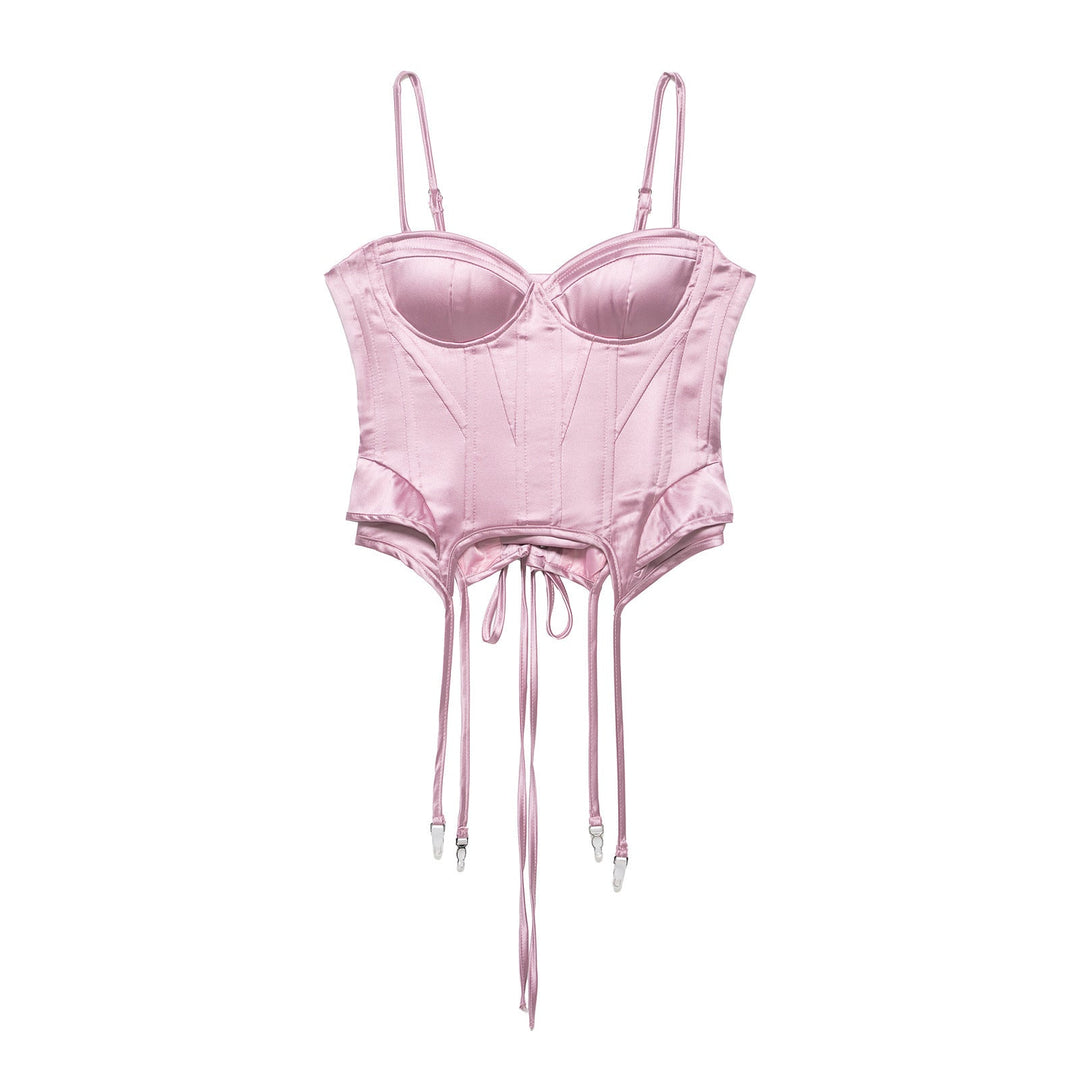 Trendiges Frauen Korsett Top mit Schnürdetail und verstellbaren Spaghettiträgern für einen modischen Look.