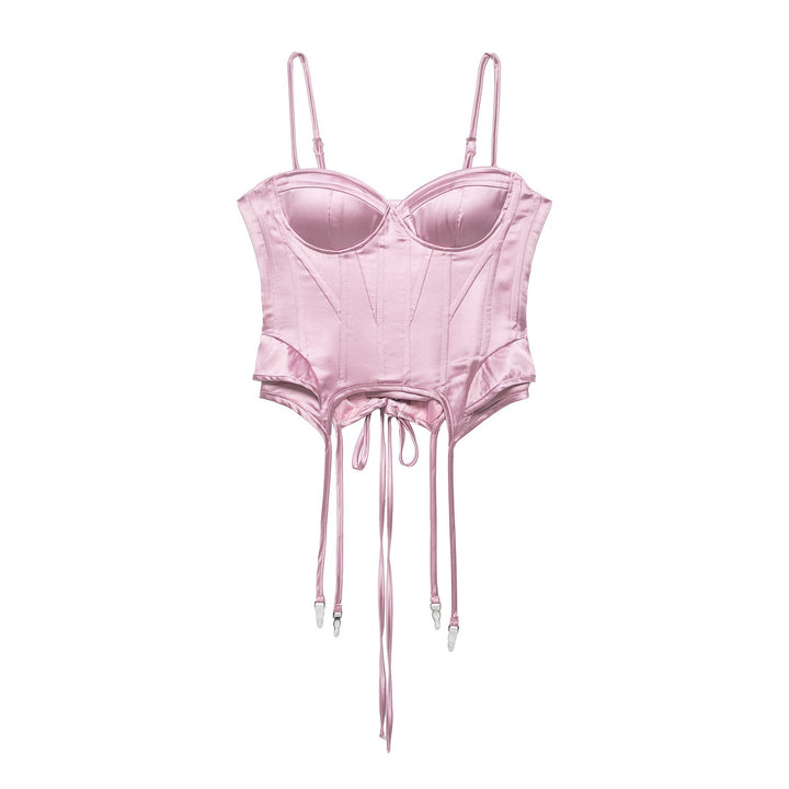 Trendiges Frauen Korsett Top mit Schnürdetail und verstellbaren Spaghettiträgern für einen modischen Look.