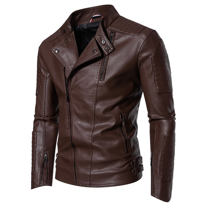 Slim-Fit Herren-Bikerjacke in Schwarz, perfekte Übergangsjacke für einen stylischen Urban-Look.