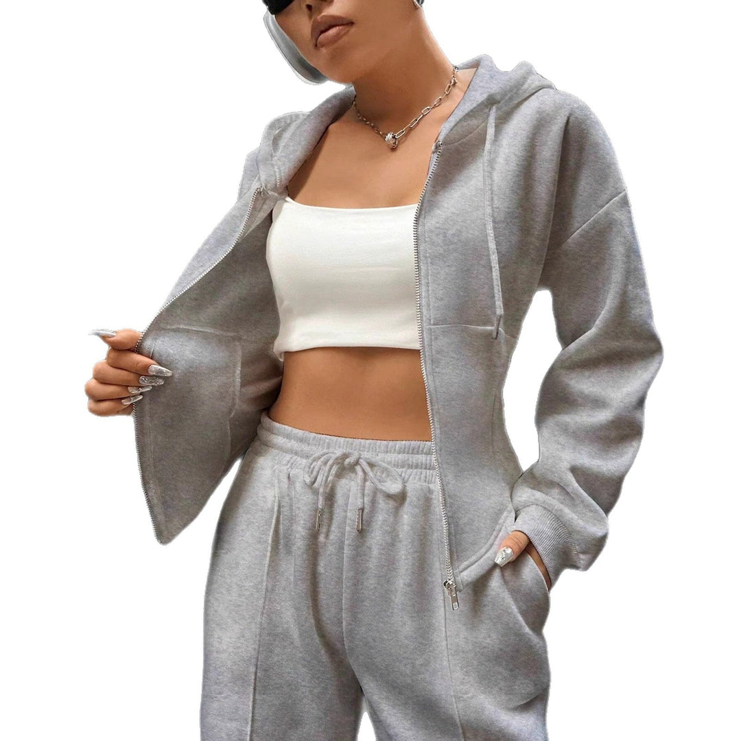 Damen Hoodie Trainingsanzug aus weichem Stoff: Komfortables Set mit weiten Hosen für Alltag & Entspannung.