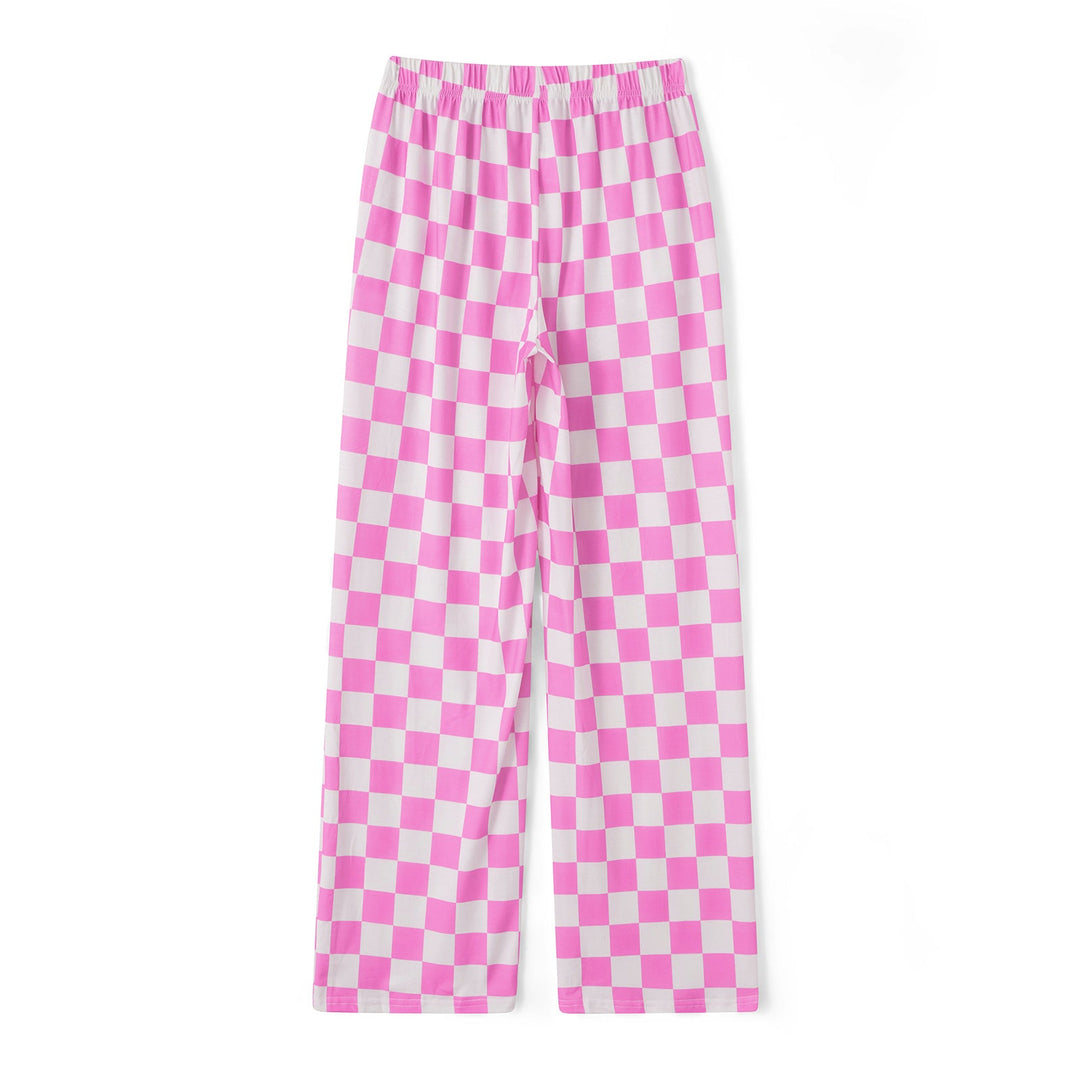 Vielseitige karierte Damen Palazzohose. Bequeme Sommerhose mit weitem Bein für Freizeit & Anlass.