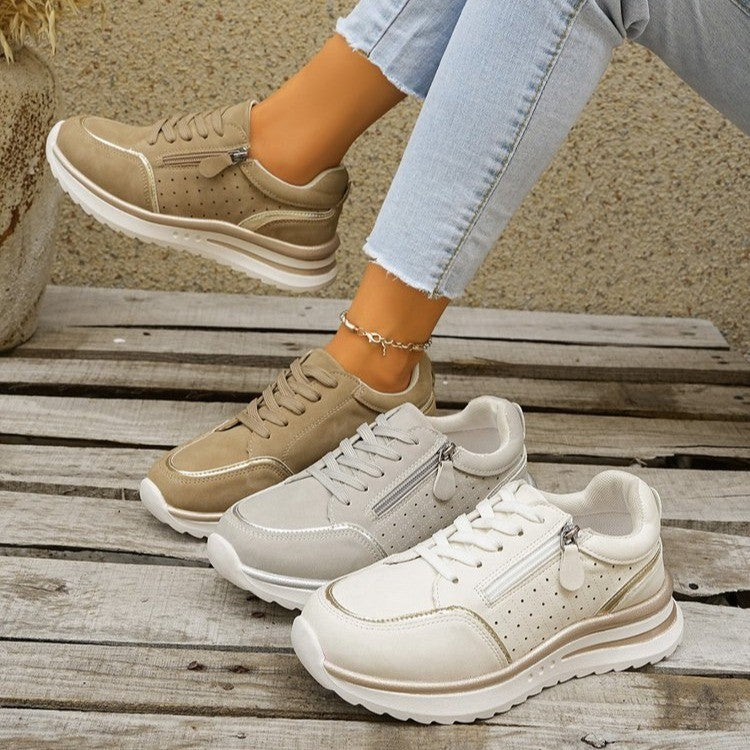 Bequeme Damen Sneakers mit Fußgewölbestütze & seitlichem Reißverschluss für Komfort im Alltag.