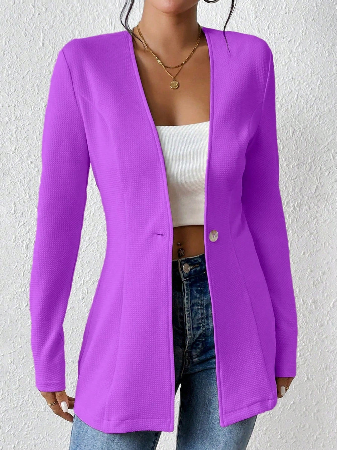 Vielseitiger Damen Longblazer, tailliert, mühelos kombinierbar für verschiedene Anlässe.