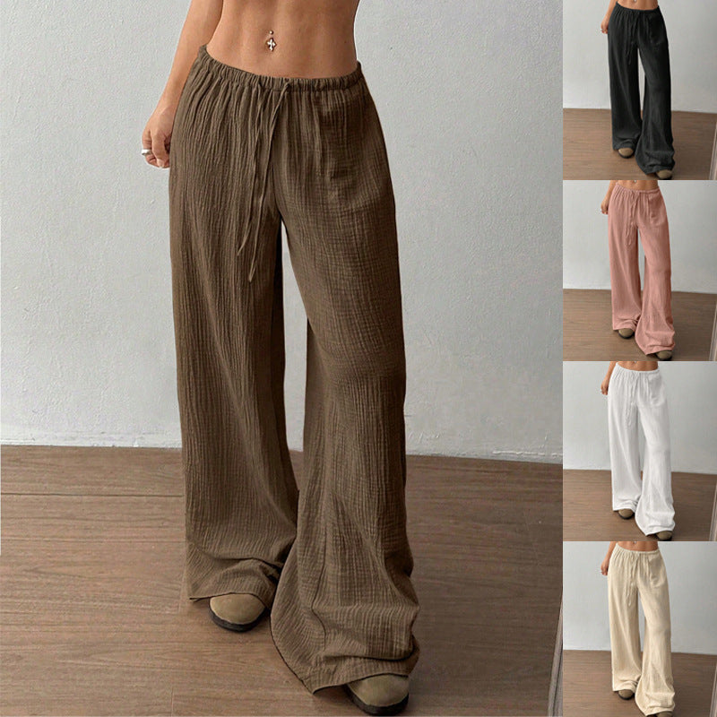 Modische Damen Weithose mit Hohem Bund, Kordelzug. Perfekt als Freizeithose oder Sommerhose für Komfort.
