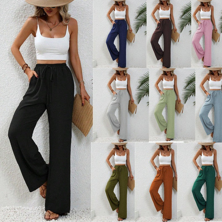 Damen weite Strandhose mit Elastikbund, leicht & luftig für den Sommer, bequem & locker.